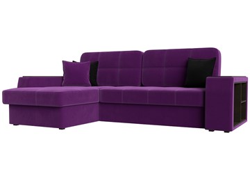 Угловой диван Брюссель, Фиолетовый/черный (вельвет) в Элисте