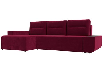 Угловой диван с оттоманкой Чикаго, Бордовый (микровельвет) в Элисте - предосмотр