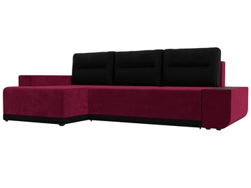 Угловой диван для гостиной Чикаго, Бордовый/Черный (микровельвет) в Элисте