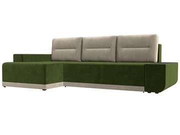 Угловой раскладной диван Чикаго, Зеленый/Бежевый (микровельвет) в Элисте