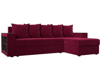 Угловой диван с оттоманкой Дубай Лайт, Бордовый (микровельвет) в Элисте
