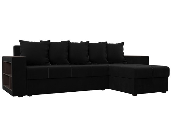 Угловой диван Дубай Лайт, Черный (микровельвет) в Элисте - изображение