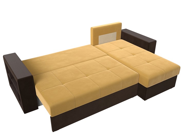 Угловой диван Дубай Лайт, Желтый/Коричневый (микровельвет) в Элисте - изображение 6