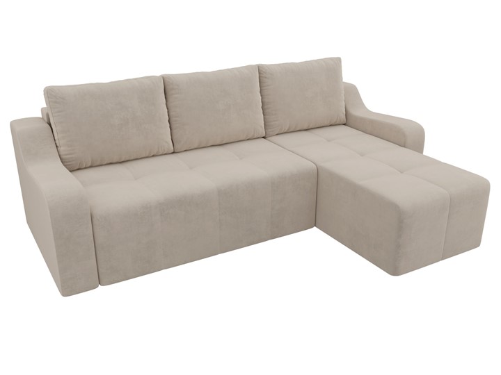 Угловой диван для гостиной Элида, Бежевый (велюр) в Элисте - изображение 5