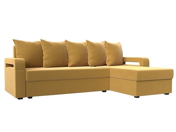 Угловой раскладной диван Гермес Лайт, Желтый (Микровельвет) в Элисте - изображение