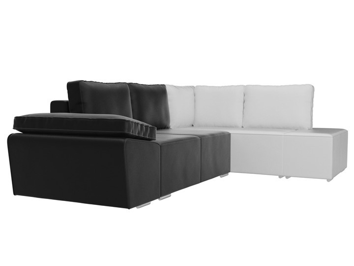 Угловой раскладной диван Хавьер, Черный/Белый (экокожа) в Элисте - изображение 4