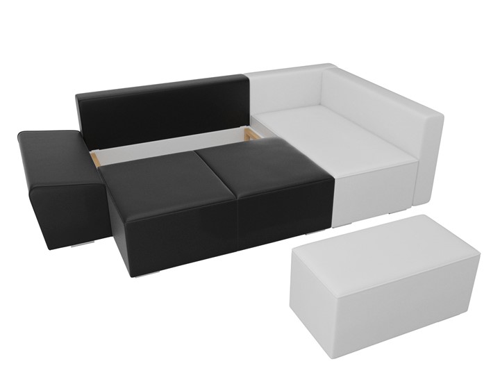 Угловой раскладной диван Хавьер, Черный/Белый (экокожа) в Элисте - изображение 6
