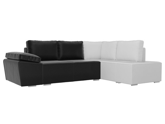 Угловой раскладной диван Хавьер, Черный/Белый (экокожа) в Элисте - изображение