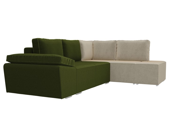 Угловой диван Хавьер, Зеленый/Бежевый (микровельвет) в Элисте - изображение 4
