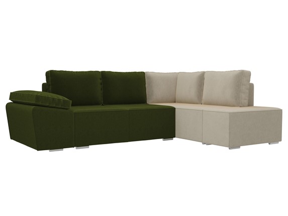 Угловой диван Хавьер, Зеленый/Бежевый (микровельвет) в Элисте - изображение
