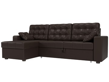 Угловой диван с оттоманкой Камелот, Коричневый (экокожа) в Элисте - предосмотр