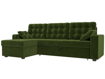 Угловой диван с оттоманкой Камелот, Зеленый (микровельвет) в Элисте