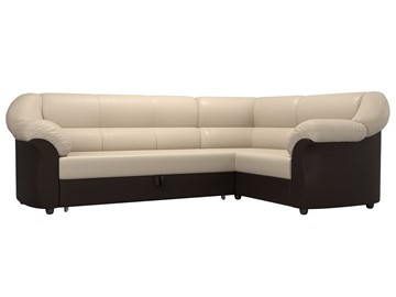 Угловой диван для гостиной Карнелла, Бежевый/Коричневый (экокожа) в Элисте - предосмотр