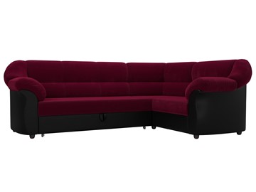 Большой угловой диван Карнелла, Бордовый/Черный (микровельвет/экокожа) в Элисте