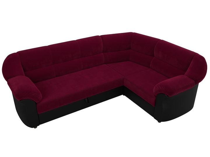 Большой угловой диван Карнелла, Бордовый/Черный (микровельвет/экокожа) в Элисте - изображение 5