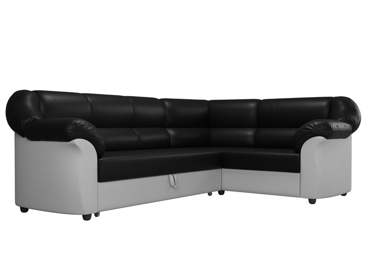 Большой угловой диван Карнелла, Черный/Белый (экокожа) в Элисте - изображение 3