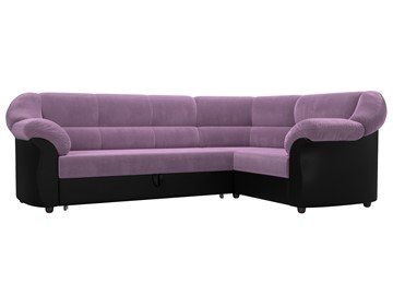 Угловой диван для гостиной Карнелла, Сиреневый/Черный (микровельвет/экокожа) в Элисте