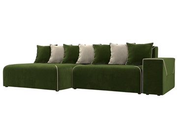 Угловой диван для гостиной Кёльн, Зеленый/Бежевый (микровельвет) в Элисте