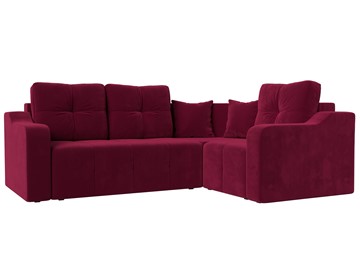 Угловой диван для гостиной Кембридж, Бордовый (микровельвет) в Элисте