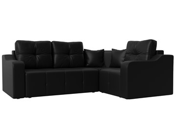 Угловой диван для гостиной Кембридж, Черный (экокожа) в Элисте - предосмотр