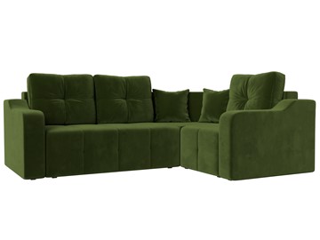 Угловой диван для гостиной Кембридж, Зеленый (микровельвет) в Элисте - предосмотр