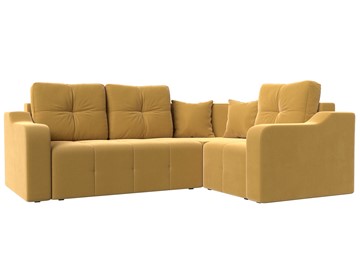 Угловой раскладной диван Кембридж, Желтый (микровельвет) в Элисте - предосмотр
