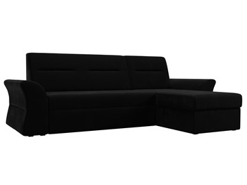 Угловой диван с оттоманкой Клайд, Черный (микровельвет) в Элисте - предосмотр