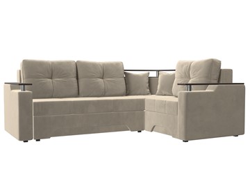 Угловой диван для гостиной Комфорт, Бежевый (микровельвет) в Элисте - предосмотр