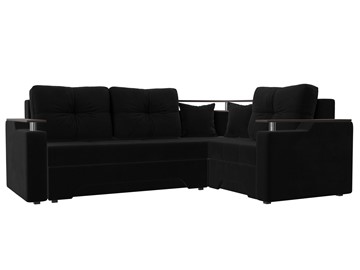 Угловой диван для гостиной Комфорт, Черный (микровельвет) в Элисте - предосмотр