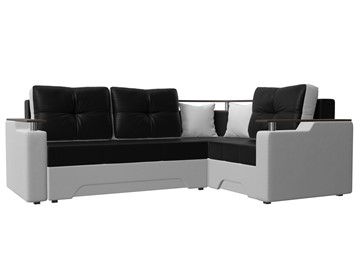 Угловой диван для гостиной Комфорт, Черный/Белый (экокожа) в Элисте - предосмотр