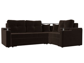 Угловой диван для гостиной Комфорт, Коричневый (микровельвет) в Элисте - предосмотр