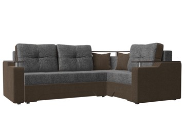 Угловой диван для гостиной Комфорт, Серый/Коричневый (рогожка) в Элисте - предосмотр