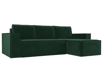 Угловой диван с оттоманкой Куба, Зеленый (велюр) в Элисте