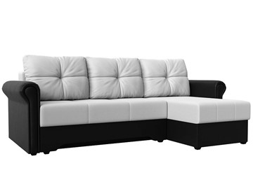 Угловой раскладной диван Леон боннель, Белый/Черный (Экокожа) в Элисте