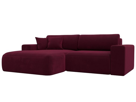 Угловой диван Лига-036 Классик, Бордовый (Микровельвет) в Элисте - изображение