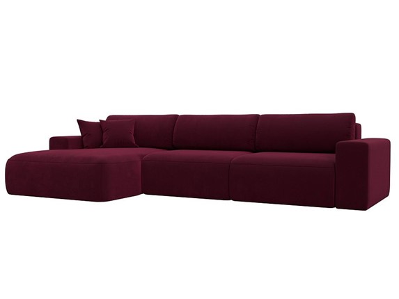 Угловой диван Лига-036 Классик лонг, Бордовый (Микровельвет) в Элисте - изображение
