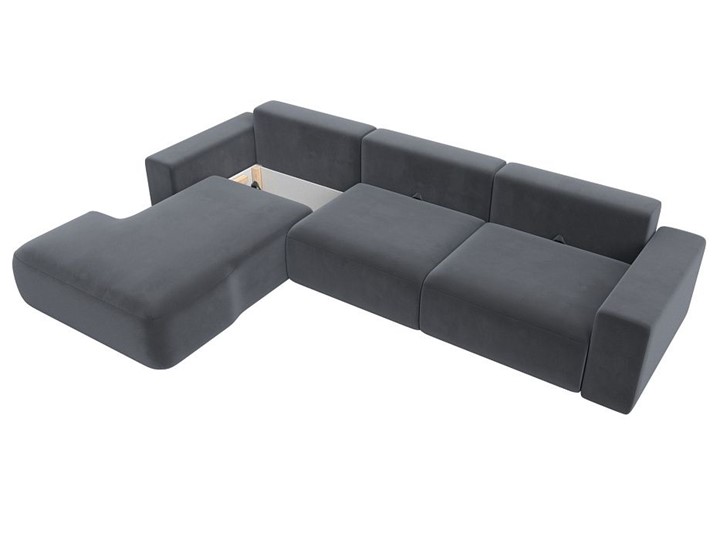 Угловой диван Лига-036 Классик лонг, Серый (велюр) в Элисте - изображение 1