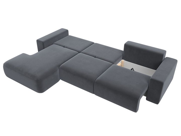 Угловой диван Лига-036 Классик лонг, Серый (велюр) в Элисте - изображение 3