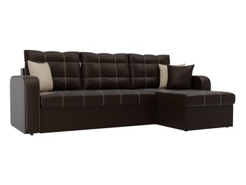 Угловой диван с оттоманкой Ливерпуль, Коричневый (экокожа) в Элисте