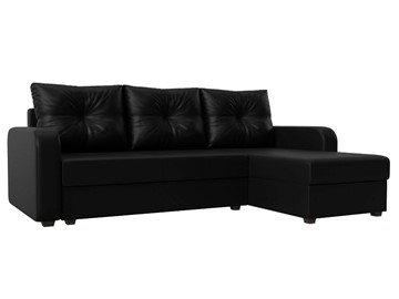 Угловой диван с оттоманкой Ливерпуль Лайт, Черный (Экокожа) в Элисте