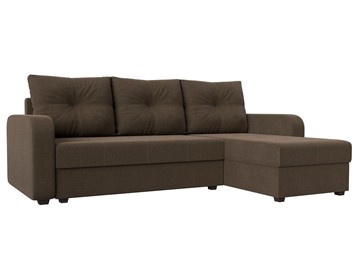Угловой диван с оттоманкой Ливерпуль Лайт, Коричневый (Рогожка) в Элисте - предосмотр