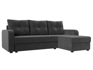 Угловой диван с оттоманкой Ливерпуль Лайт, Серый (Велюр) в Элисте
