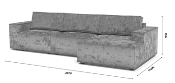Угловой диван с оттоманкой Лофт 357х159х93 (НПБ/Еврокнижка) в Элисте - предосмотр 8