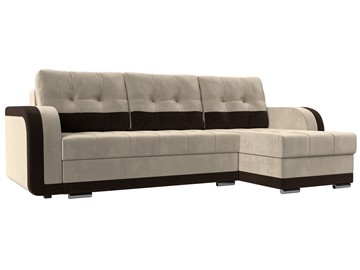 Угловой диван Марсель, бежевый/коричневый (микровельвет) в Элисте - предосмотр