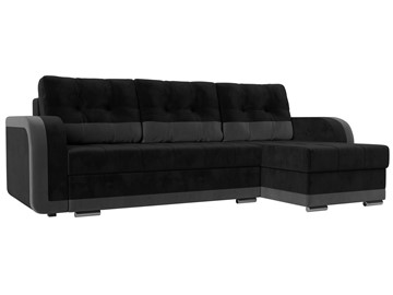 Угловой диван с оттоманкой Марсель, Черный/Серый (велюр) в Элисте