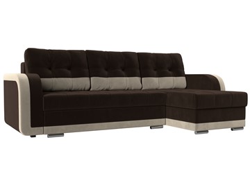 Угловой диван с оттоманкой Марсель, Коричневый/Бежевый (микровельвет) в Элисте