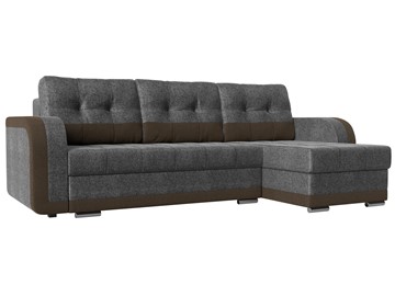 Угловой диван с оттоманкой Марсель, Серый/Коричневый (рогожка) в Элисте