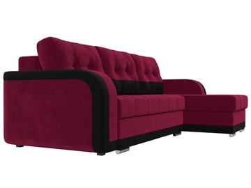Угловой диван с оттоманкой Марсель,Бордовый/Черный (микровельвет) в Элисте - предосмотр 2