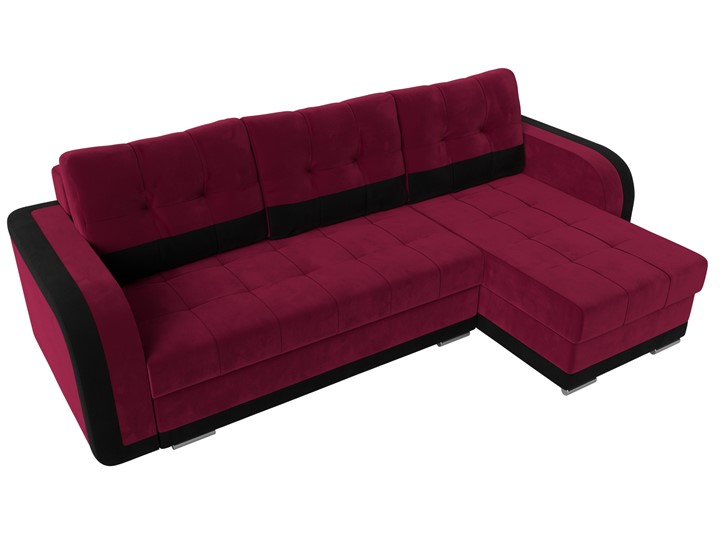 Угловой диван с оттоманкой Марсель,Бордовый/Черный (микровельвет) в Элисте - изображение 4