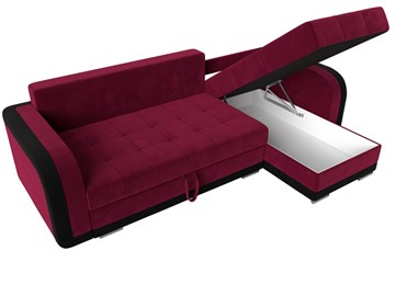 Угловой диван с оттоманкой Марсель,Бордовый/Черный (микровельвет) в Элисте - предосмотр 5